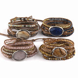 Boho Jewelry Bracelet Natural Stones Beads Charm Wrap Handma Bracelets