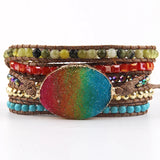 Boho Jewelry Bracelet Natural Stones Druzy Charm Hand Wrap Bracelets