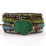 Boho Jewelry Bracelet Natural Stones Druzy Charm Hand Wrap Bracelets