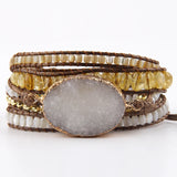 Boho Jewelry Bracelet Natural Stones Druzy Charm Hand Wrap Bracelets