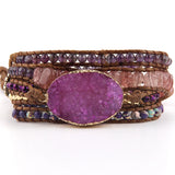 Boho Jewelry Bracelet Natural Stones Druzy Charm Hand Wrap Bracelets