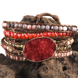 Boho Jewelry Bracelet Natural Stones Druzy Charm Hand Wrap Bracelets