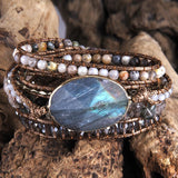 RH Bohemian Jewelry Bracelet Mixed Natural Stones Charm Wrap Handma