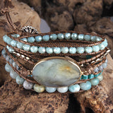 RH Bohemian Jewelry Bracelet Mixed Natural Stones Charm Wrap Handma
