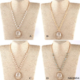 Boho Glass Crystal Rosary Link Pendant Choker Necklace