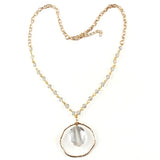 Boho Glass Crystal Rosary Link Pendant Choker Necklace
