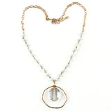 Boho Glass Crystal Rosary Link Pendant Choker Necklace