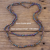 RH Bohemian Jewelry Long Glass TigerEye Pave Necklace For Women