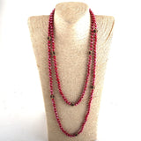 RH Bohemian Jewelry Long Glass TigerEye Pave Necklace For Women