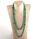 RH Bohemian Jewelry Long Glass TigerEye Pave Necklace For Women