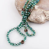 RH Bohemian Jewelry Long Glass TigerEye Pave Necklace For Women