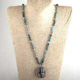 Boho Jewelry Natural Stones & Crystal Glass Pendant Necklaces