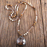 Boho Jewelry Natural Stones & Crystal Glass Pendant Necklaces