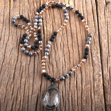 Boho Jewelry Natural Stones & Crystal Glass Pendant Necklaces