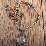 Boho Jewelry Natural Stones & Crystal Glass Pendant Necklaces