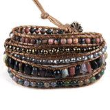 RH Bohemian Jewelry Natural Stones 5 Strands Mix Wrap Bracelets Gift