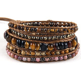 RH Bohemian Jewelry Natural Stones 5 Strands Mix Wrap Bracelets Gift