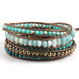 RH Bohemian Jewelry Natural Stones 5 Strands Mix Wrap Bracelets Gift