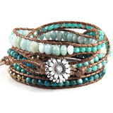 RH Bohemian Jewelry Natural Stones 5 Strands Mix Wrap Bracelets Gift