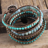 RH Bohemian Jewelry Natural Stones 5 Strands Mix Wrap Bracelets Gift