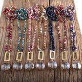 Boho Jewelry Natural Stones Glass Mattgold Crystal Pendant Necklace
