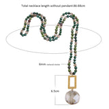 Boho Jewelry Natural Stones Glass Mattgold Crystal Pendant Necklace