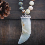 Boho Ox Horn Pendant Lariat Necklace