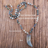 Boho Ox Horn Pendant Lariat Necklace