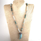 Boho Ox Horn Pendant Lariat Necklace