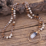 Bohemian Stone Pendant Necklace for Women Boho Gift