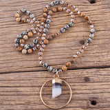 Bohemian Stone Pendant Necklace for Women Boho Gift