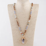 Bohemian Stone Pendant Necklace for Women Boho Gift