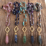 Bohemian Natural Stone Pendant Necklace Mattgold Links