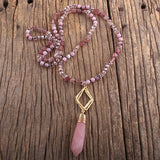 Bohemian Natural Stone Pendant Necklace Mattgold Links
