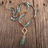 Bohemian Natural Stone Pendant Necklace Mattgold Links
