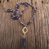 Bohemian Natural Stone Pendant Necklace Mattgold Links