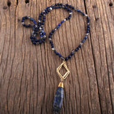 Bohemian Natural Stone Pendant Necklace Mattgold Links
