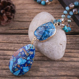 Bohemian Drop Stone Pendant Boho Necklace for Women