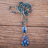 Bohemian Drop Stone Pendant Boho Necklace for Women