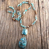 Bohemian Drop Stone Pendant Boho Necklace for Women