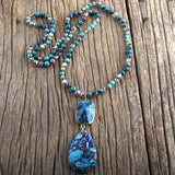 Bohemian Drop Stone Pendant Boho Necklace for Women