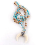 RH Bohemian Jewelry Natural Stones Moon Necklace Women Gift