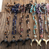 RH Bohemian Jewelry Natural Stones Moon Necklace Women Gift