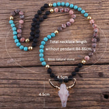 Boho Stone Horn Pendant Necklace for Women