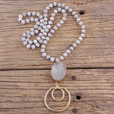 Bohemian Jewelry Natural Druzy Stone Pendant Necklace