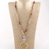 Bohemian Jewelry Natural Druzy Stone Pendant Necklace