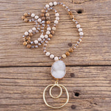 Bohemian Jewelry Natural Druzy Stone Pendant Necklace