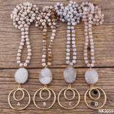 Bohemian Jewelry Natural Druzy Stone Pendant Necklace