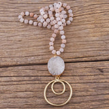 Bohemian Jewelry Natural Druzy Stone Pendant Necklace