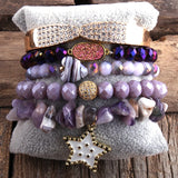Bohemian Stone Beaded Bracelet 5pc Set for Women